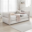 Wemy Daybed w Pull Out Trundle- Modern Ivory Chenille Upholstery