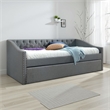 Rely Daybed with Pull Out Trundle- Modern Gray Tufted Upholstery