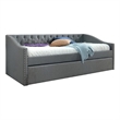 Rely Daybed with Pull Out Trundle- Modern Gray Tufted Upholstery