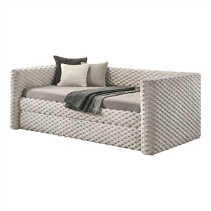 Sely Daybed w Pull Out Trundle- Faux Marble Top- Beige Upholstery