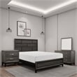 Ameya Four Pc Queen Bedroom Set- Metal Base- Wood with Printed Grains