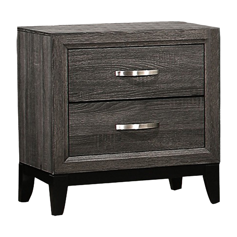 Ameya Four Pc Queen Bedroom Set- Metal Base- Wood with Printed Grains