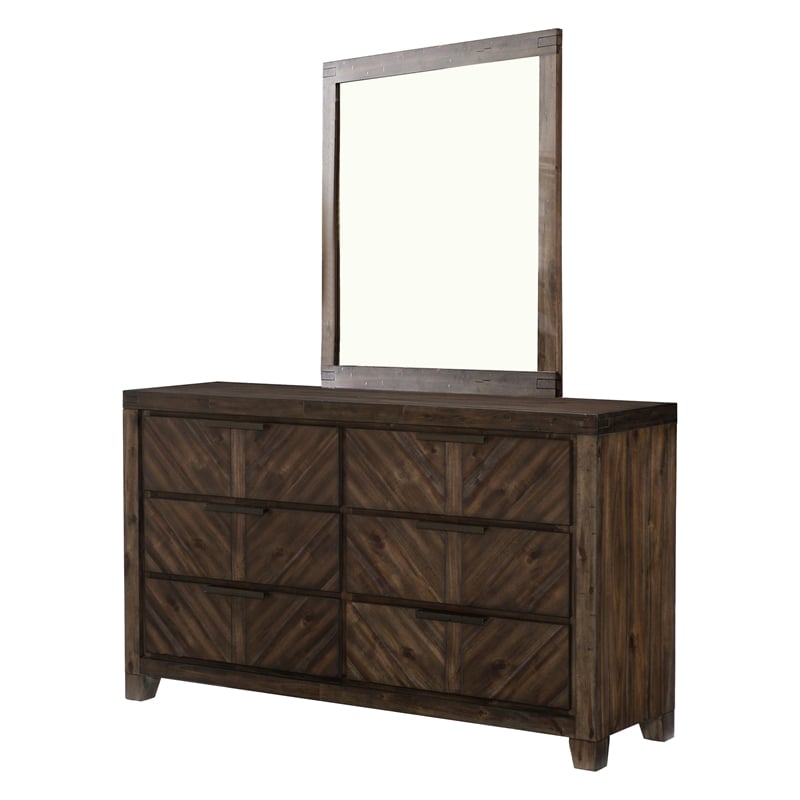 Bitsy Four Pc Queen Bedroom Set- V-Matched Planks- Distressed Espresso