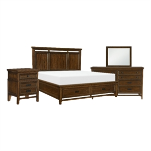 Zian Four Pc Queen Bedroom Set- Crown Molding-  Classic Grains