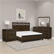 Gia Four Pc Queen Bedroom Set- Accents on Headboard- Wood- Modern Style