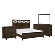 Gia Four Pc Queen Bedroom Set- Accents on Headboard- Wood- Modern Style