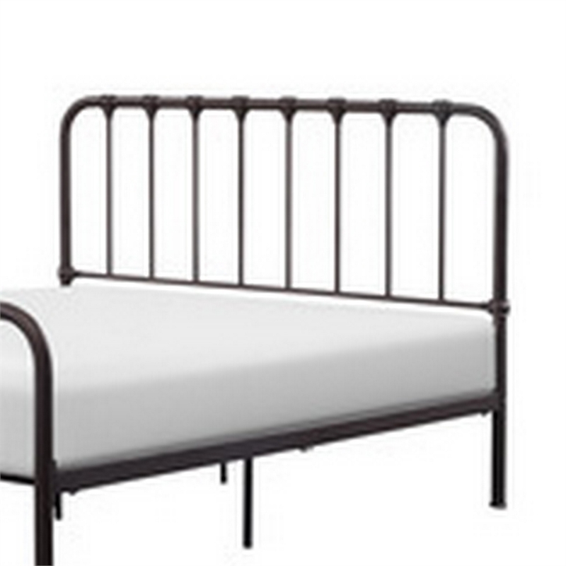 Ethan Queen Size Bed- Classic Open Slatted Metal Frame Design- Dark Bronze