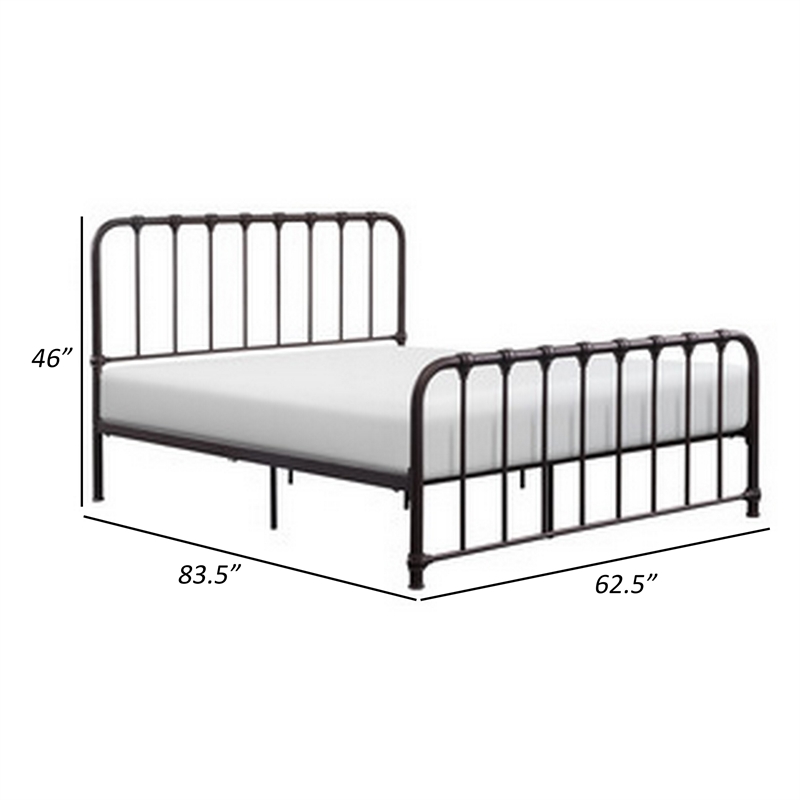 Ethan Queen Size Bed- Classic Open Slatted Metal Frame Design- Dark Bronze
