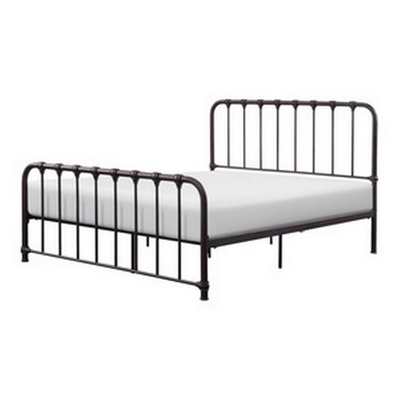 Ethan Queen Size Bed- Classic Open Slatted Metal Frame Design- Dark Bronze