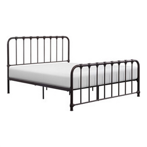 Ethan Queen Size Bed- Classic Open Slatted Metal Frame Design- Dark Bronze