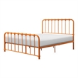 Ethan Queen Size Bed- Classic Open Slatted Metal Frame Design- Orange