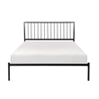 Angie Queen Bed- Platform Foundation- Slatted Headboard- Black Metal Frame