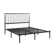 Angie Queen Bed- Platform Foundation- Slatted Headboard- Black Metal Frame