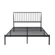 Angie Queen Bed- Platform Foundation- Slatted Headboard- Black Metal Frame