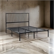 Angie Queen Bed- Platform Foundation- Slatted Headboard- Black Metal Frame