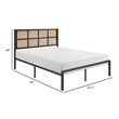 Annie Queen Platform Bed- Framed Faux Cane Panel Headboard- Dark Bronze