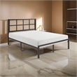 Annie Queen Platform Bed- Framed Faux Cane Panel Headboard- Dark Bronze