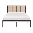 Annie Queen Platform Bed- Framed Faux Cane Panel Headboard- Dark Bronze