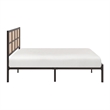 Annie Queen Platform Bed- Framed Faux Cane Panel Headboard- Dark Bronze