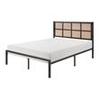 Annie Queen Platform Bed- Framed Faux Cane Panel Headboard- Dark Bronze