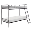 Tara 79 Inch Twin Bunk Bed- Sleek Metal Frame with Ladder in Dark Bronze
