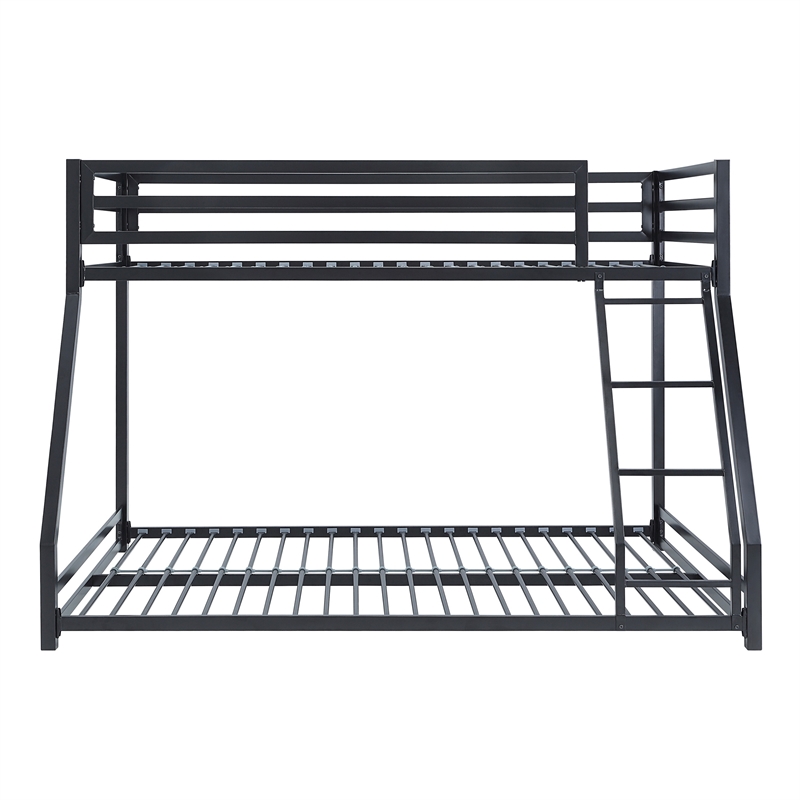 Ovi 78 Inch Twin over Full Bunk Bed- Ground Level Platform Bed- Black