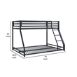 Ovi 78 Inch Twin over Full Bunk Bed- Ground Level Platform Bed- Black