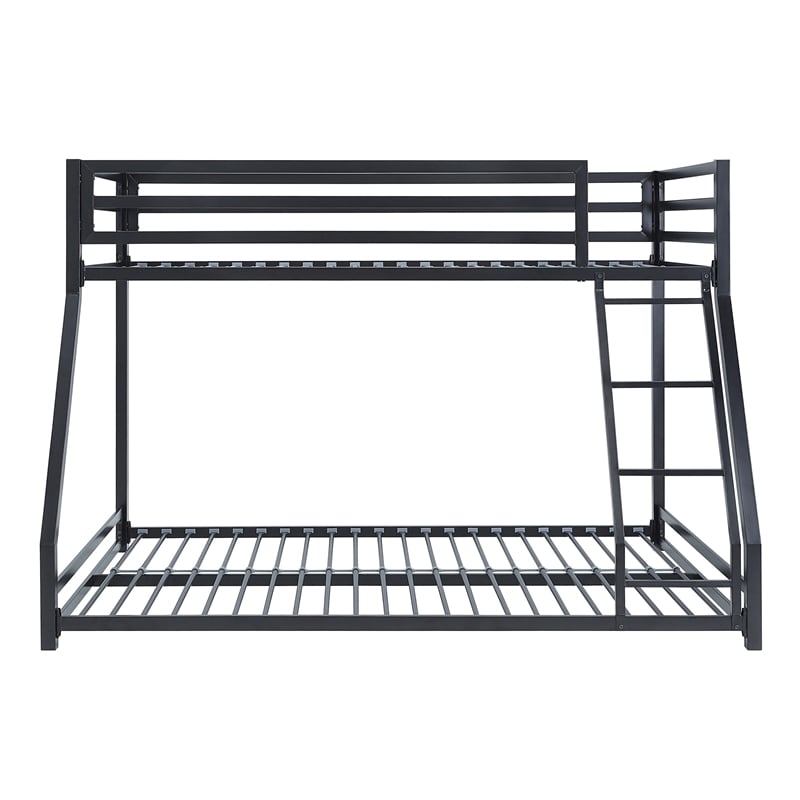 Ovi 78 Inch Twin over Full Bunk Bed- Ground Level Platform Bed- Black