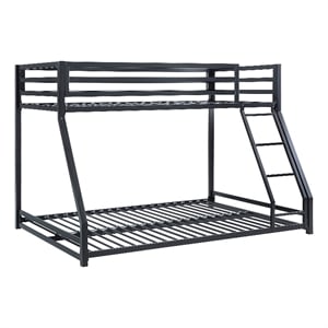 Ovi 78 Inch Twin over Full Bunk Bed- Ground Level Platform Bed- Black