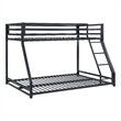 Ovi 78 Inch Twin over Full Bunk Bed- Ground Level Platform Bed- Black