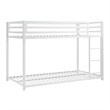 Ovi 78 Inch Twin Bunk Bed- Mounted Ladder- Ground Level Platform Bed- White