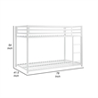Ovi 78 Inch Twin Bunk Bed- Mounted Ladder- Ground Level Platform Bed- White