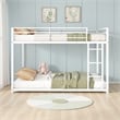 Ovi 78 Inch Twin Bunk Bed- Mounted Ladder- Ground Level Platform Bed- White