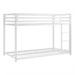 Ovi 78 Inch Twin Bunk Bed- Mounted Ladder- Ground Level Platform Bed- White
