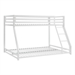 Ovi 78 Inch Twin over Full Bunk Bed- Ladder- Ground Level Bed- White Metal