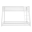 Ovi 78 Inch Twin over Full Bunk Bed- Ladder- Ground Level Bed- White Metal