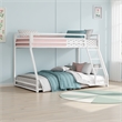 Ovi 78 Inch Twin over Full Bunk Bed- Ladder- Ground Level Bed- White Metal