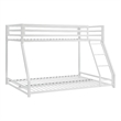 Ovi 78 Inch Twin over Full Bunk Bed- Ladder- Ground Level Bed- White Metal