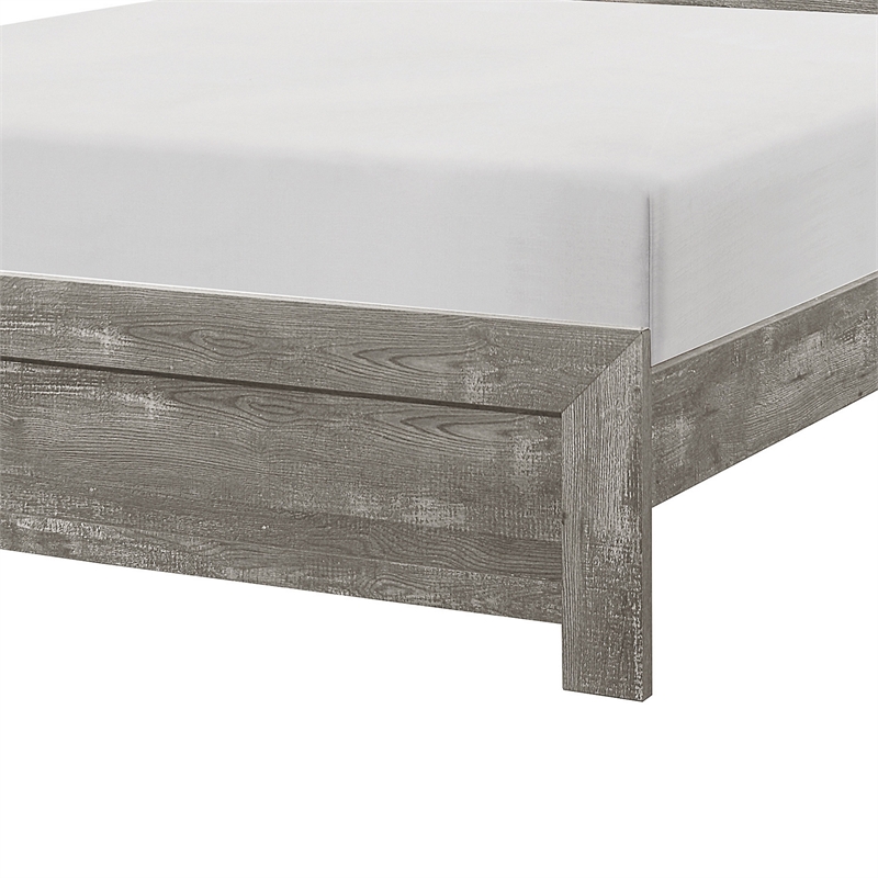Eby California King Bed- Rustic Farmhouse Style- Gray Finish Wood Veneer