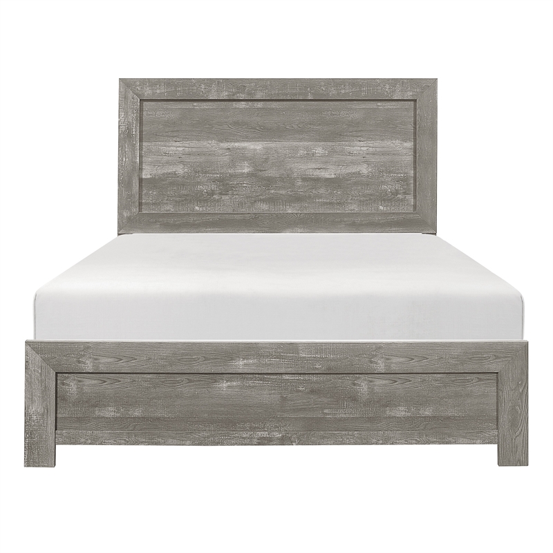 Eby King Size Bed- Rustic Farmhouse Style- Gray Finish Wood Veneer