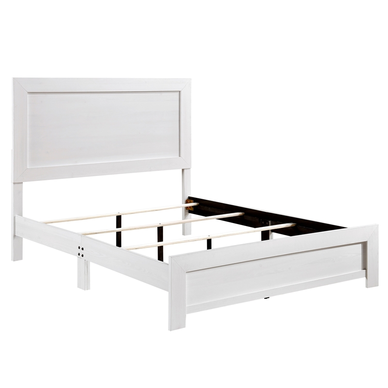 Eby California King Bed- Rustic Farmhouse Style- White Finish Wood Veneer