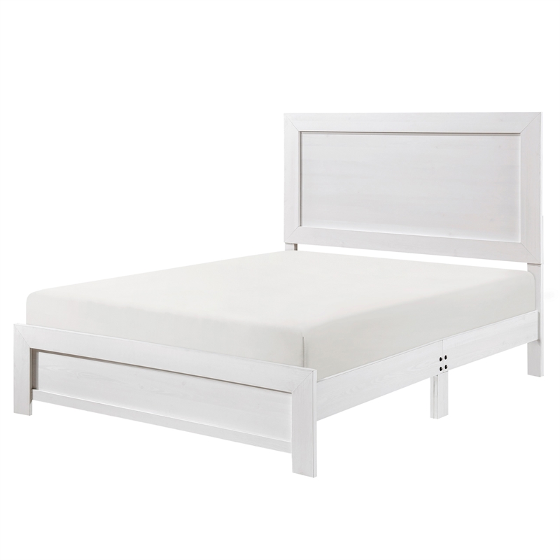 Eby California King Bed- Rustic Farmhouse Style- White Finish Wood Veneer