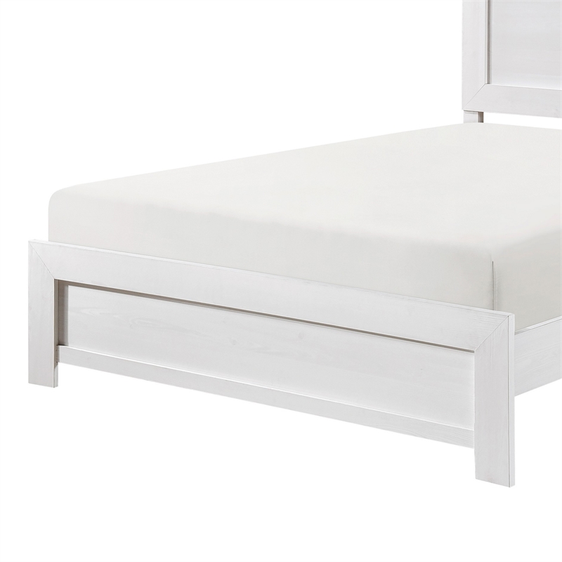 Eby California King Bed- Rustic Farmhouse Style- White Finish Wood Veneer