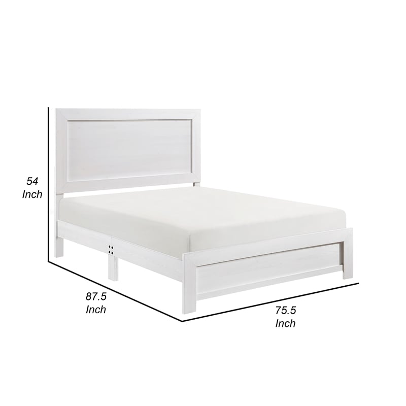 Eby California King Bed- Rustic Farmhouse Style- White Finish Wood Veneer