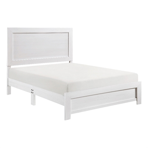 Eby King Size Bed- Rustic Farmhouse Style- White Finish Wood Veneer