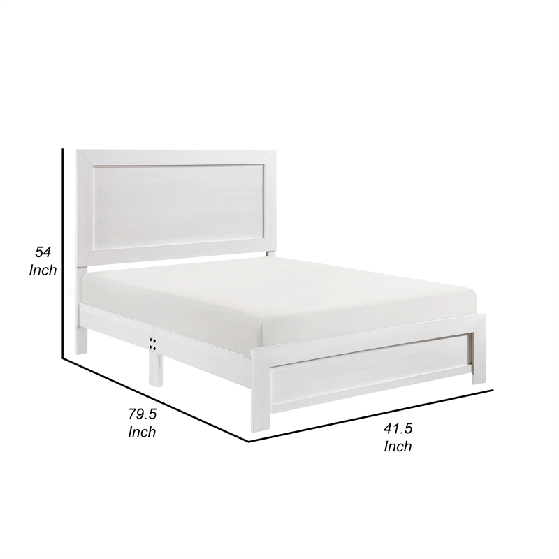 Eby Twin Size Bed- Rustic Farmhouse Style- White Finish Wood Veneer