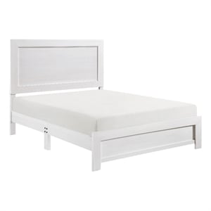 Eby Twin Size Bed- Rustic Farmhouse Style- White Finish Wood Veneer