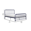 Ethan Full Size Metal Bed- Blue Spindle Design- Heavy Duty Slat Support