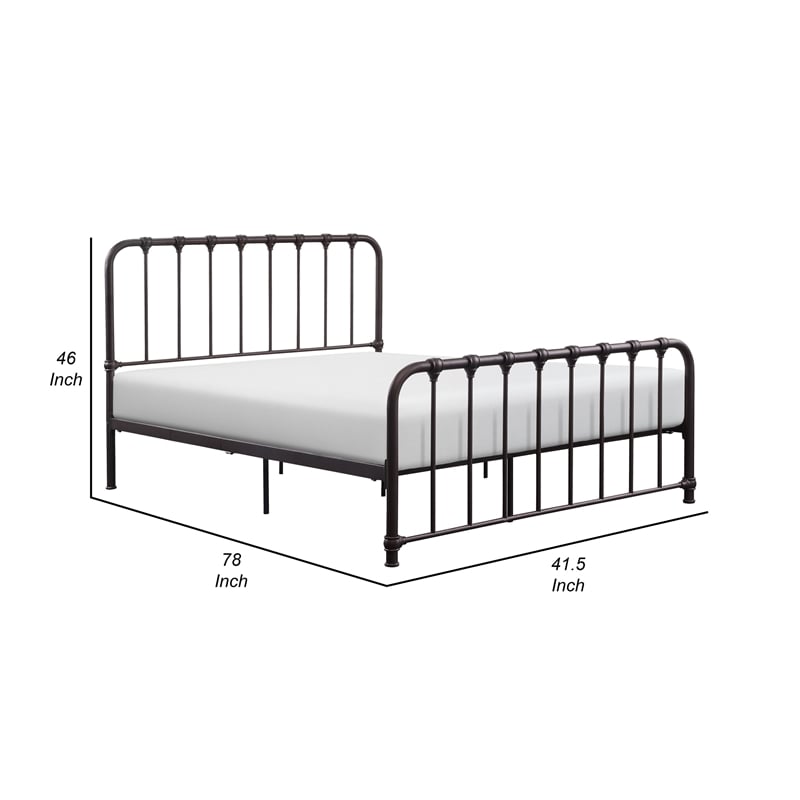 Ethan Twin Size Metal Bed- Bronze Spindle Design- Heavy Duty Slat Support