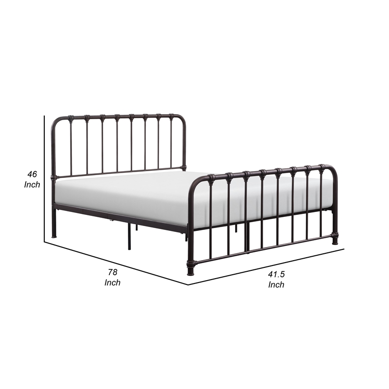 Ethan Twin Size Metal Bed- Bronze Spindle Design- Heavy Duty Slat Support